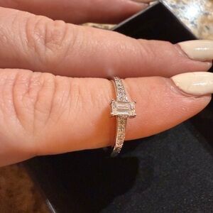Elegant Silver Ring with Clear Gemstone- Size 9